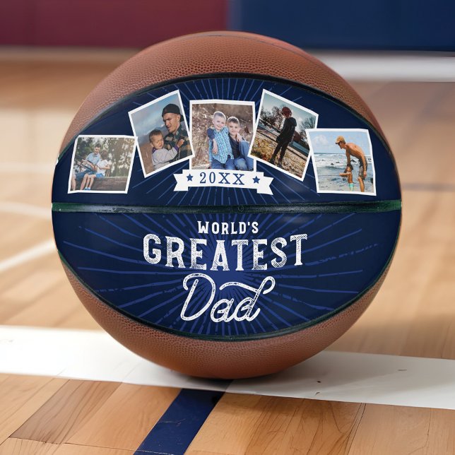 World's Greatest Dad Five Photo Collage Navy Basketball (World's Greatest Dad Five Photo Collage Navy Basketball)