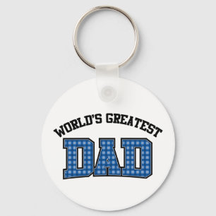 Worlds Greatest Dad Keychain Plaid