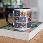 World's Greatest Dad | Modern 5 Photo Colour Block Mug<br><div class="desc">Customise this unique mug with 5 square photos arranged in a grid collage layout. Featuring "Dad" on navy blue squares and additional space for a custom message. Keep "World's Greatest" as is or change to your custom endearment. All colours can be changed. These are Father’s Day gifts that are perfect...</div>