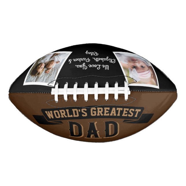 World's Greatest Dad Retro Brown 2 Photo Collage Football (Front)