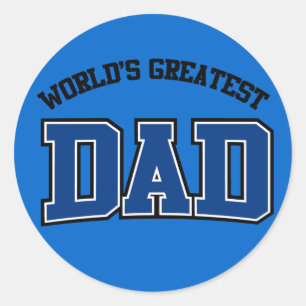 Worlds Greatest Dad Stickers Blue