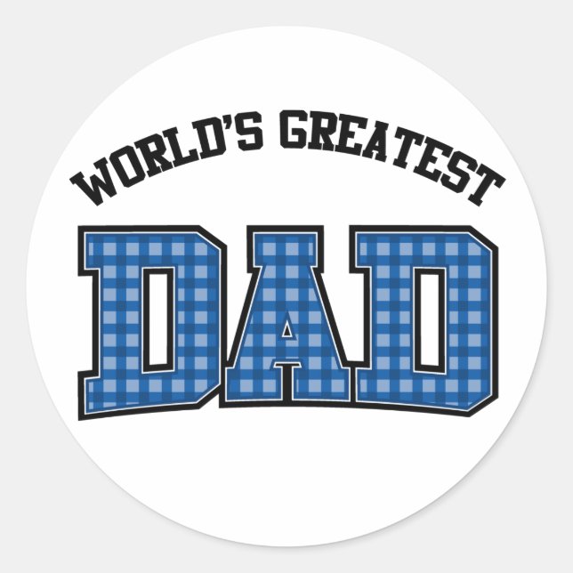 Worlds Greatest Dad Stickers Plaid (Front)