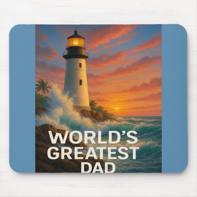 World's Greatest Dad – Stormwatch Lighthouse  Mouse Pad (Front)