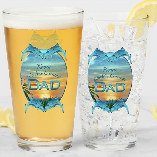 World's Greatest Dad Sunset 1557 Beer Glass (Creator Uploaded)