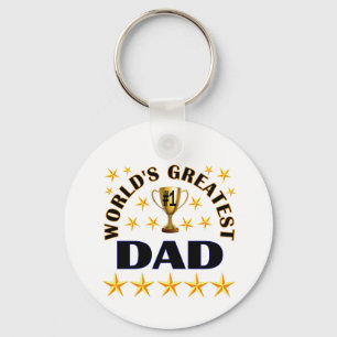 World's Greatest Dad Trophy Stars Cute Key Ring
