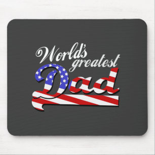 Worlds greatest dad with American flag - Dark Mouse Pad