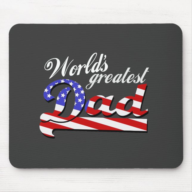 Worlds greatest dad with American flag - Dark Mouse Pad (Front)