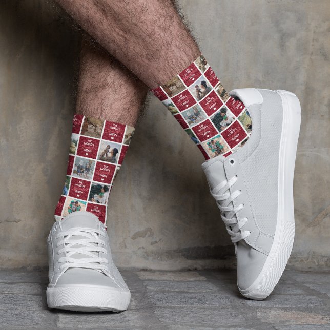 World's Greatest Daddy Red Photo Collage Socks (Creator Uploaded)