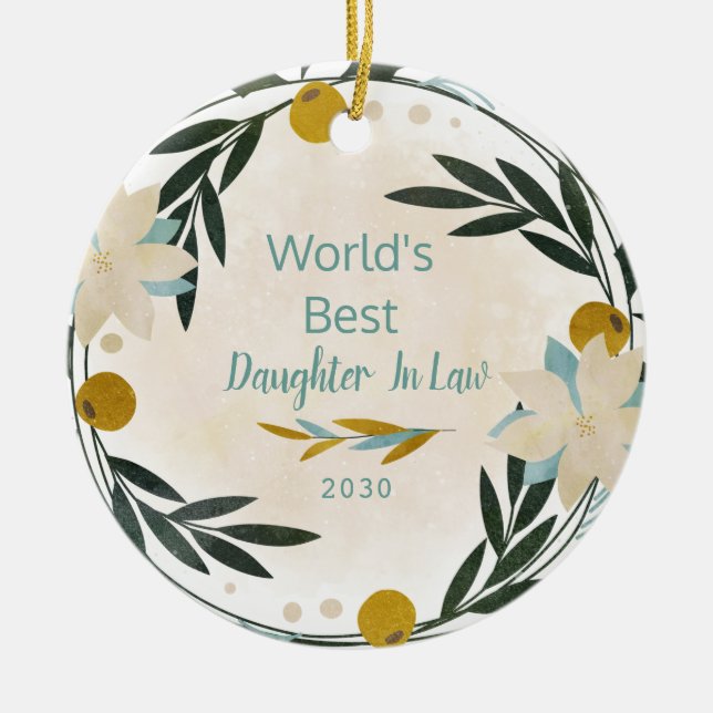 World's Greatest Daughter In law Christmas Ceramic Ceramic Ornament (Front)