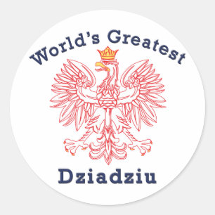 World's Greatest Dziadziu Red Eagle Classic Round Sticker