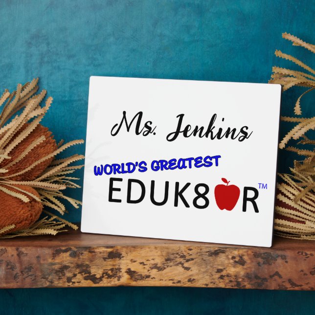 World's Greatest Educator White Plaque (Side)