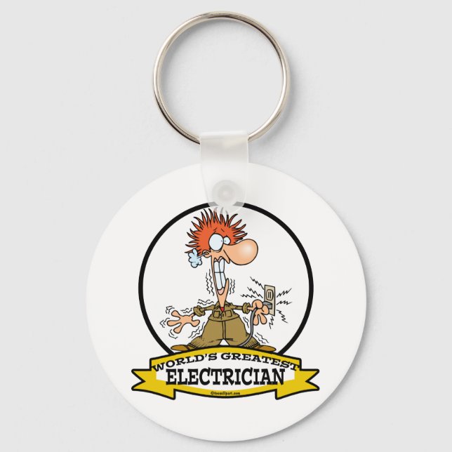 WORLDS GREATEST ELECTRICIAN MEN CARTOON KEY RING (Front)