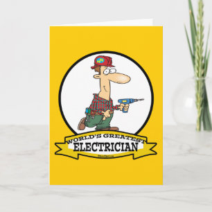 WORLDS GREATEST ELECTRICIAN MEN II CARTOON CARD