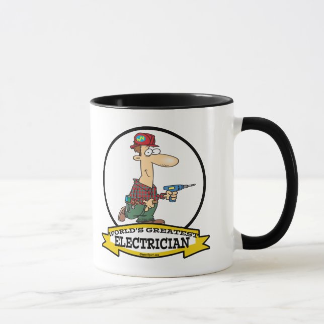 WORLDS GREATEST ELECTRICIAN MEN II CARTOON MUG (Right)