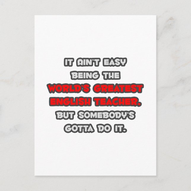 World's Greatest English Teacher Joke Postcard (Front)