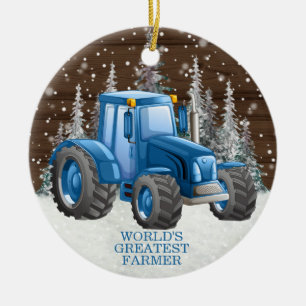 World's Greatest Farmer Tractor Christmas      Ceramic Ornament