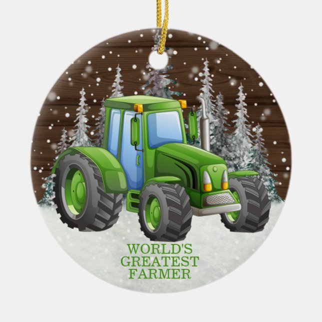 World's Greatest Farmer Tractor Christmas      Ceramic Ornament (Front)