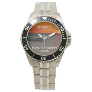 World's Greatest Father, Fishing Boat Personalised Watch