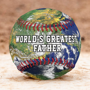World's Greatest Father Planet Earth Globe Map Baseball
