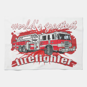 World's Greatest Firefighter Tea Towel