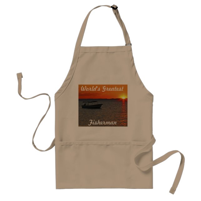 World's Greatest Fisherman Apron, Tan Standard Apron (Front)
