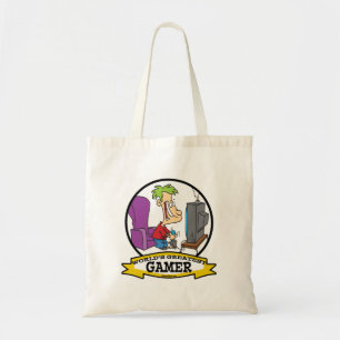 WORLDS GREATEST GAMER II CARTOON TOTE BAG