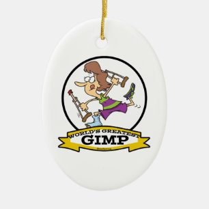 WORLDS GREATEST GIMP WOMEN CARTOON CERAMIC TREE DECORATION