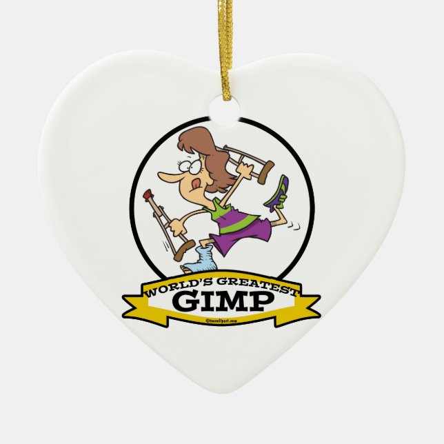 WORLDS GREATEST GIMP WOMEN CARTOON CERAMIC TREE DECORATION (Front)