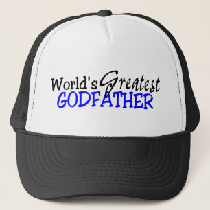 Worlds Greatest Godfather Blue Black Trucker Hat
