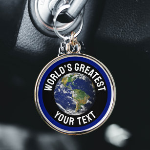 World's Greatest Golfer Planet Earth Globe Silver Key Ring