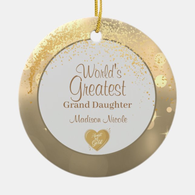 World's Greatest Grand daughter Christmas Ceramic Ornament (Front)