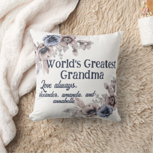World's Greatest Grandma Personalised Throw Pillow