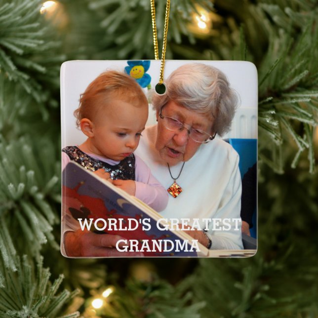 World's Greatest Grandma Photo Create Your Own Ceramic Ornament (Tree)