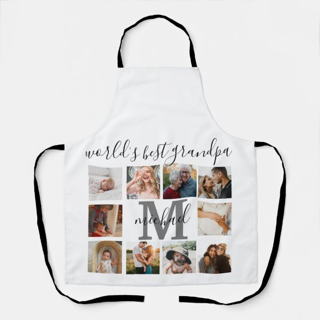World's Greatest Grandpa 10 Pictures Photo Collage Apron (Front)