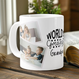 World's Greatest Grandpa 4 Photo Custom Collage Large Coffee Mug