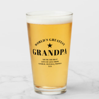 World's Greatest GRANDPA Black Personalised Pint Glass