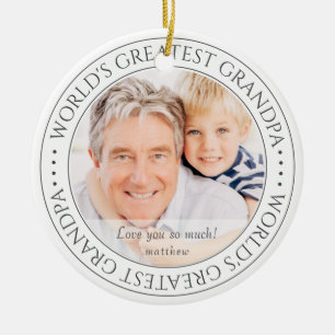 World's Greatest Grandpa Modern Classic Photo Ceramic Ornament