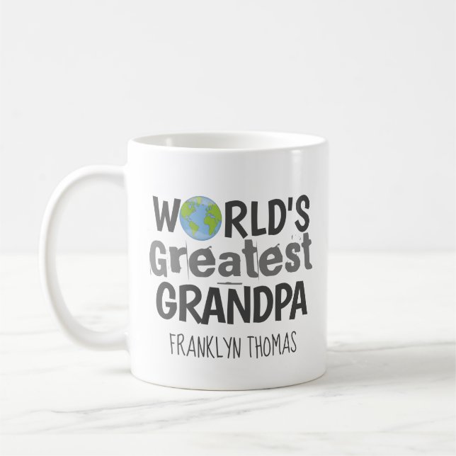 World's Greatest Grandpa Modern typography Coffee Mug (Left)