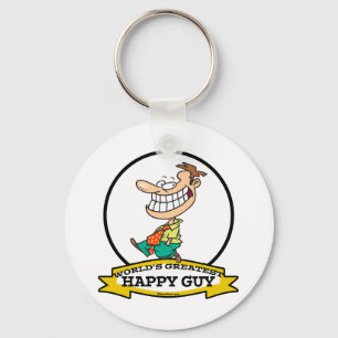 WORLDS GREATEST HAPPY GUY MEN CARTOON KEY RING