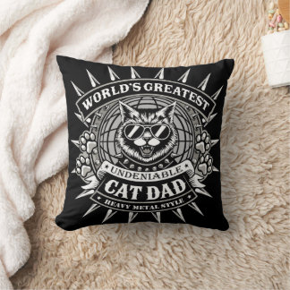 Worlds Greatest Heavy Metal Cat Dad Cushion