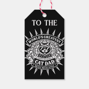 Worlds Greatest Heavy Metal Cat Dad Magnetic Gift Tags