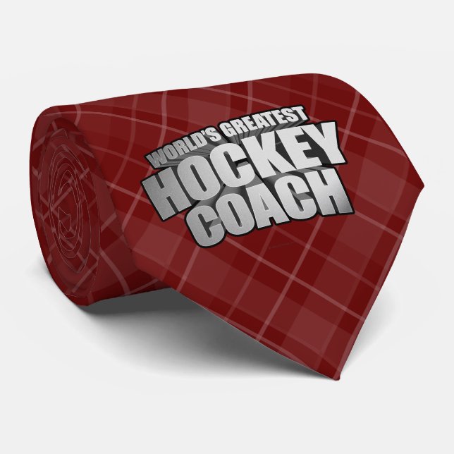 Worlds Greatest Hockey Coach Tie (Rolled)