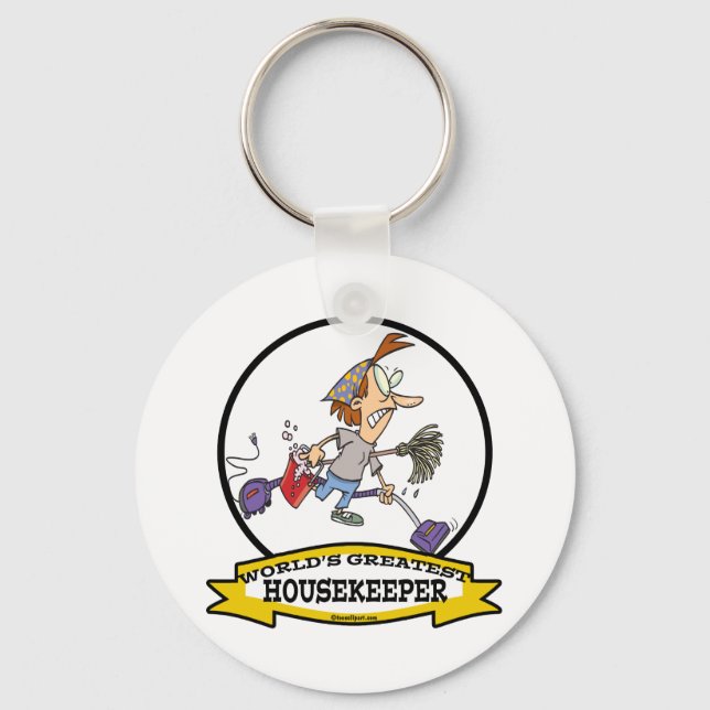 WORLDS GREATEST HOUSEKEEPER WOMEN CARTOON KEY RING (Front)