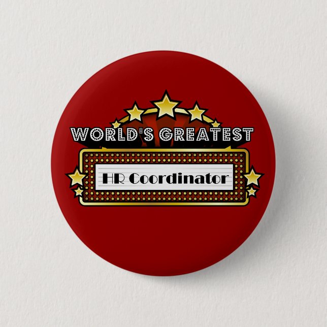 World's Greatest HR Coordinator 6 Cm Round Badge (Front)