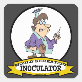 WORLDS GREATEST INOCULATOR CARTOON SQUARE STICKER