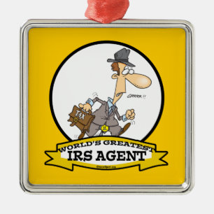WORLDS GREATEST IRS AGENT CARTOON METAL ORNAMENT