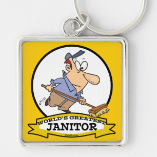 WORLDS GREATEST JANITOR II CARTOON KEY RING