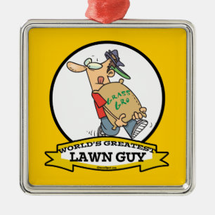 WORLDS GREATEST LAWN GUY MEN CARTOON METAL ORNAMENT