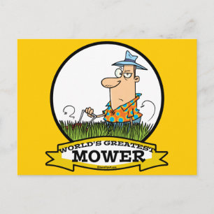 WORLDS GREATEST LAWN MOWER MEN CARTOON POSTCARD