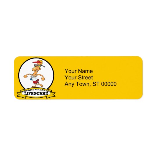 WORLDS GREATEST LIFEGUARD MEN CARTOON RETURN ADDRESS LABEL